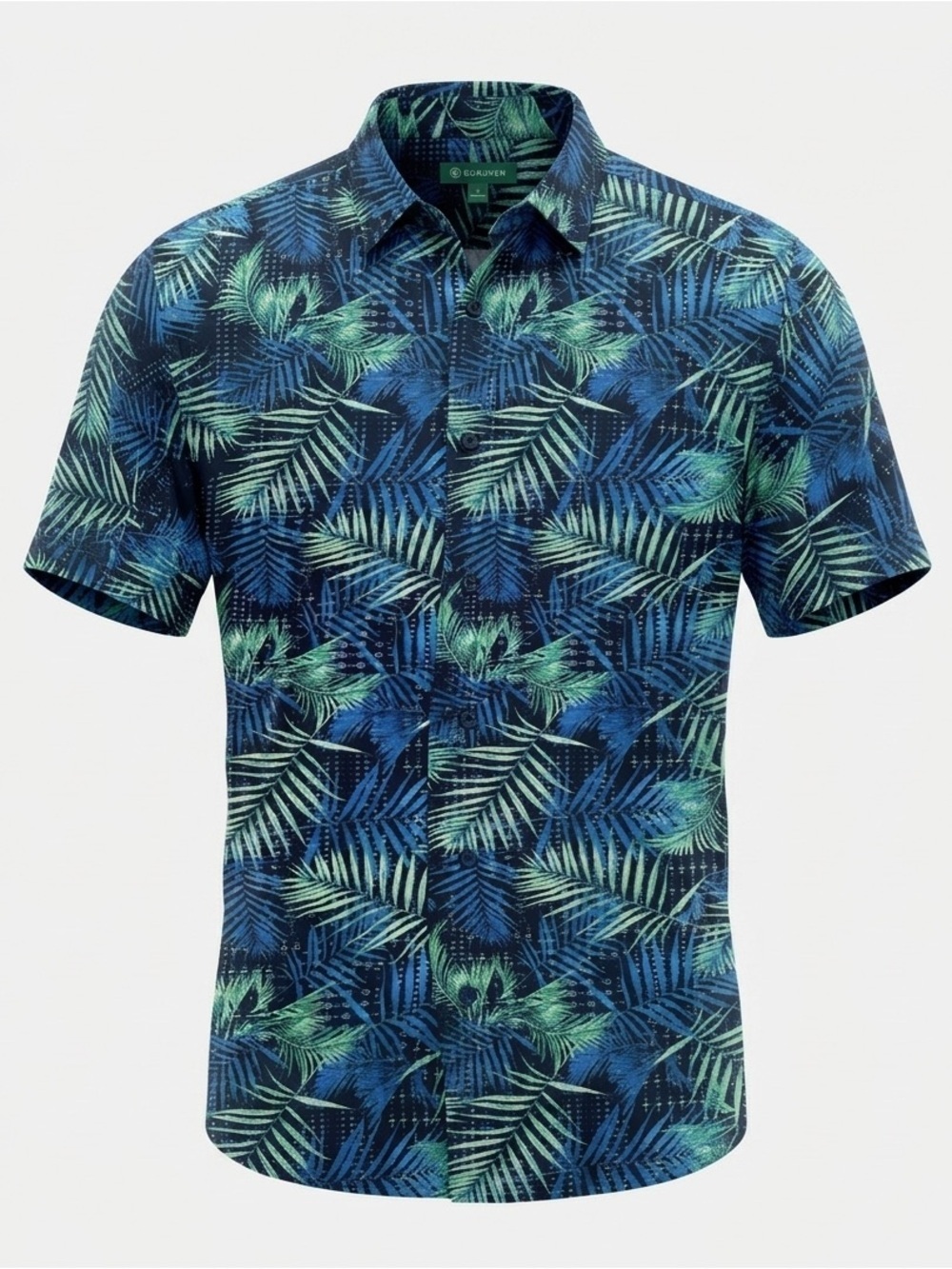 NEW Cubavera Tropical Men's buttons Shirt Blue Leaf Print XLARGE textured